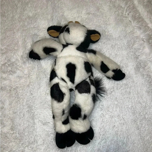 Build a Bear Retired Cow wearing Leather Shorts Stuffed Animal Cow Print - Picture 3 of 7
